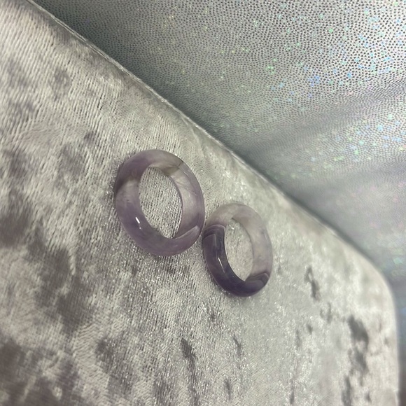 Amethyst rings crystal healing purple geodes natural rocks ring bands π - Picture 6 of 17